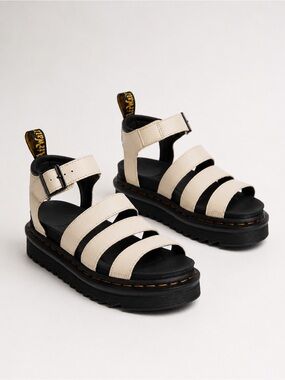 DR MARTENS BLAIR 4 STRAP LEATHER BOHO SANDALS SIZE 10 NWOT IVORY